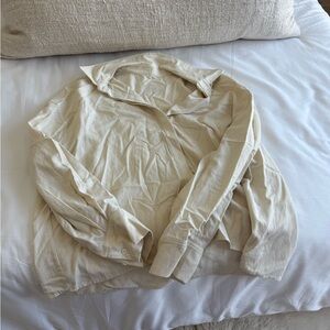 DAILY DRILLS CREAM LINEN BUTTON DOWN